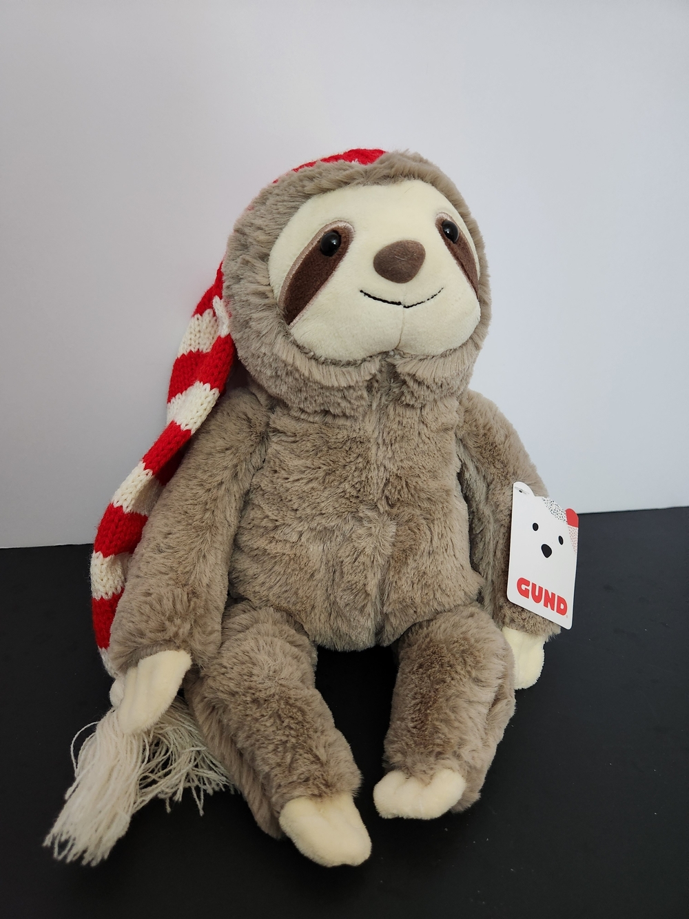GUND Plush Sloth with Red & Cream Holiday Hat